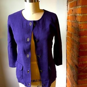 Jones New York Signature sweater jacket, M, purple with silver hardware